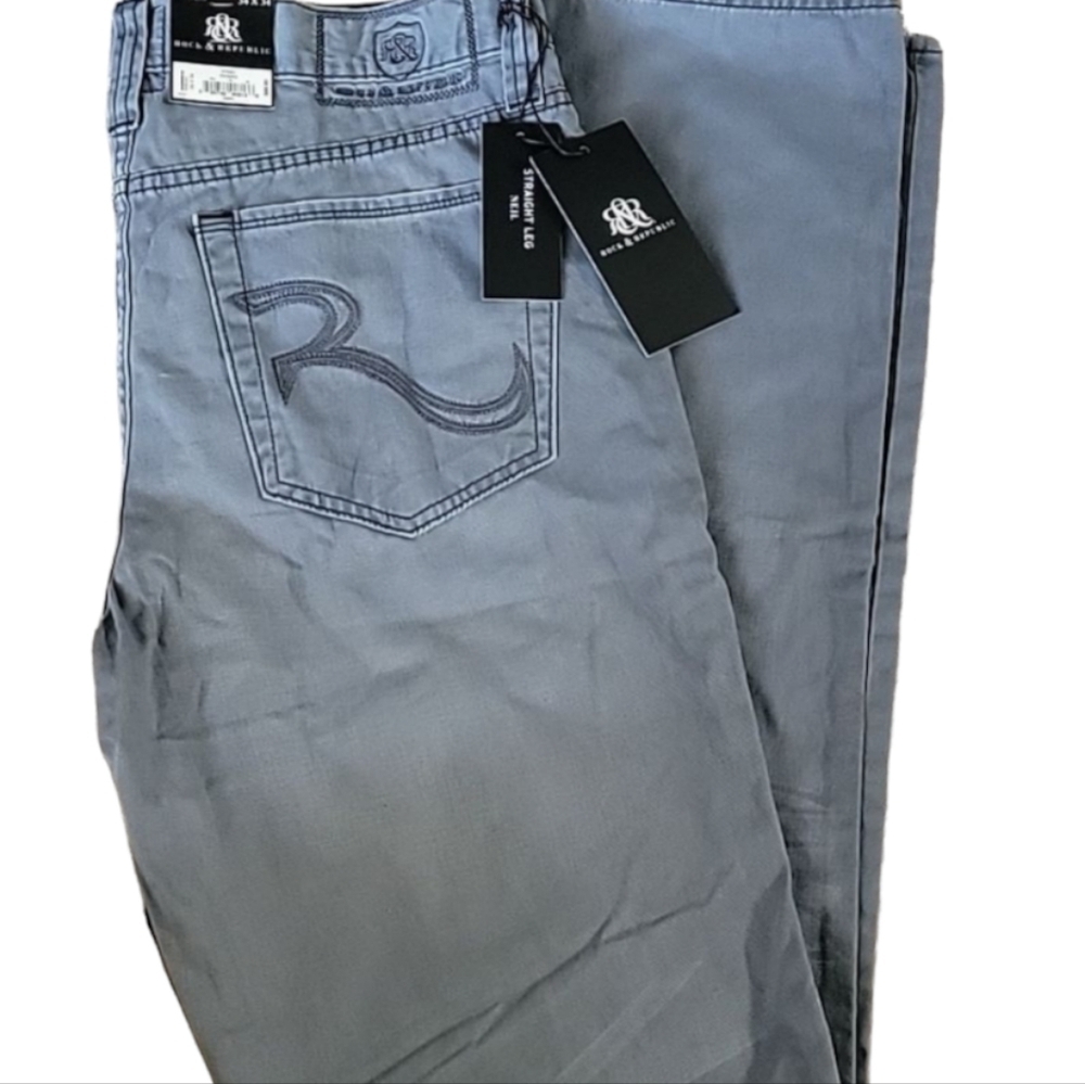 Rock & Republic Straight Light Weight Jeans Distressed Men's 30x30‎ Steel/Grey